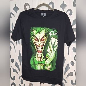 DC Comics Joker Villain Graphic T Shirt Black Cotton Mens Medium NWOT